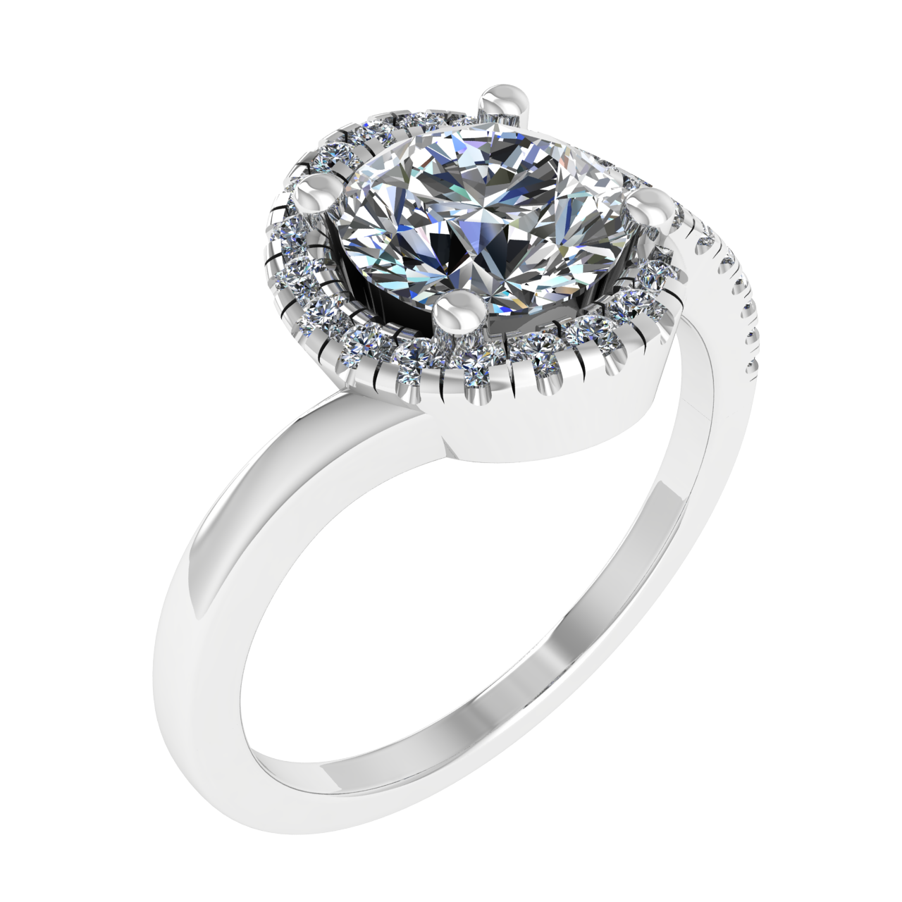 ACCENTED PAVE 7.00mm ROUND ENGAGEMENT RING